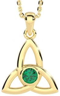 Emerald Gold Celtic Trinity Knot Necklace