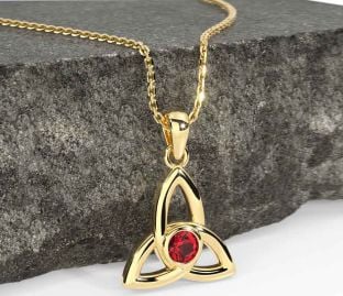 Ruby Gold Celtic Trinity Knot Necklace