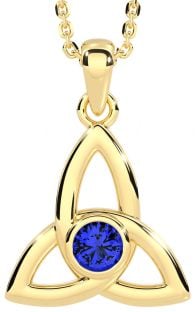 Sapphire Gold Celtic Trinity Knot Necklace