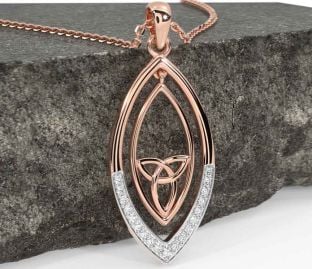 Diamond Rose Gold Celtic Trinity Knot Necklace