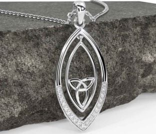 Diamond White Gold Celtic Trinity Knot Necklace