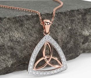 Diamond Rose Gold Celtic Trinity Knot Necklace
