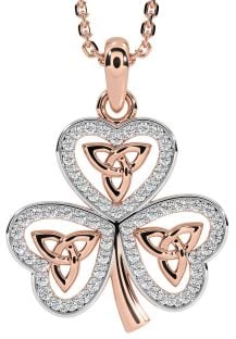 Diamond Rose Gold Shamrock Trinity Knot Necklace
