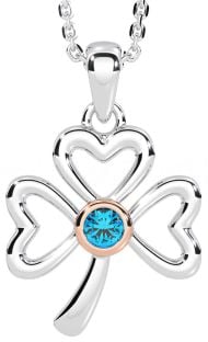 Topaz Rose Gold Silver Shamrock Necklace