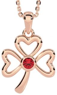 Ruby Rose Gold Silver Shamrock Necklace