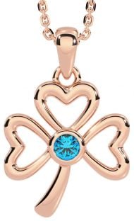 Topaz Rose Gold Silver Shamrock Necklace