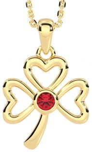 Ruby Gold Silver Shamrock Necklace