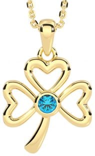 Topaz Gold Silver Shamrock Necklace