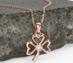Diamant Rose Gold Kleeblatt Halskette