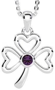 Alexandrite Silver Shamrock Necklace