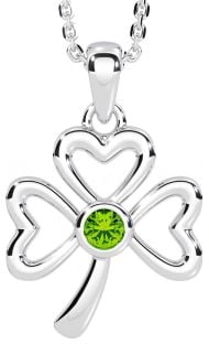 Peridot Silver Shamrock Necklace