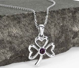 Alexandrite White Gold Shamrock Necklace