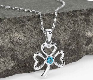 Topaz White Gold Shamrock Necklace