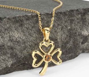 Citrine Gold Shamrock Necklace
