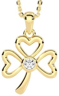 Diamant Gold Kleeblatt Halskette