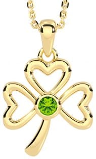 Peridot Gold Shamrock Necklace