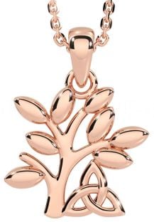 Rose Gold Silver Celtic Tree of Life Trinity Knot Necklace