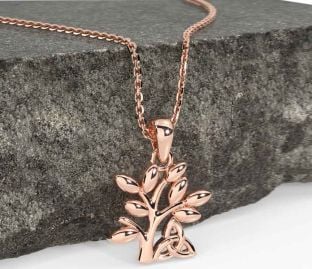 Rose Gold Celtic Tree of Life Trinity Knot Necklace