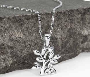 Silver Celtic Tree of Life Trinity Knot Necklace