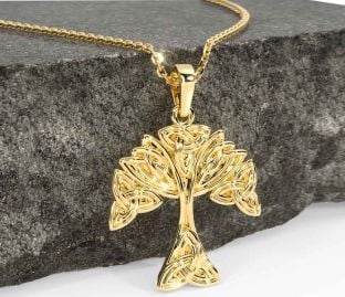 Gold Silver Celtic Tree of Life Trinity Knot Necklace