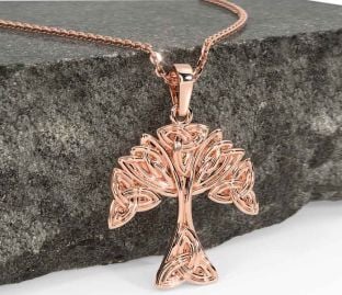Rose Gold Celtic Tree of Life Trinity Knot Necklace