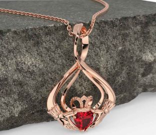 Ruby Rose Gold Silver Claddagh Necklace