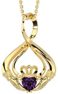 Alexandrite Gold Silver Claddagh Necklace