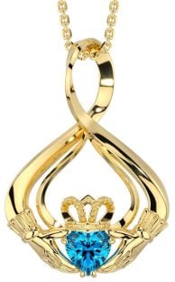 Topaz Gold Silver Claddagh Necklace