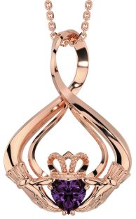 Alexandrite Rose Gold Claddagh Necklace