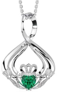 Smaragd Zilver Claddagh Halsketting