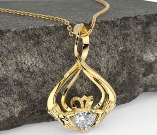 Diamond Gold Claddagh Necklace