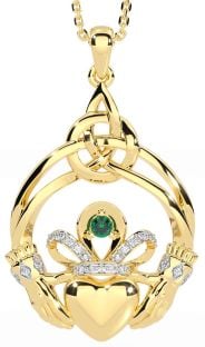 Diamant Emerald Zlato Strieborná keltský Claddagh Náhrdelník