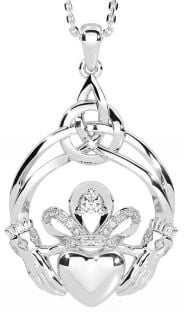 Diamant Silber keltisch Claddagh Halskette