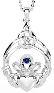 Diamante Safira Prata céltico Claddagh Colar