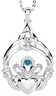 Diamant Topaz Hvit Gull Celtic Claddagh Halskjede