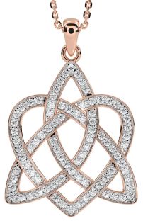 Diamant Rose Gold Silber keltisch Knoten Herz Halskette