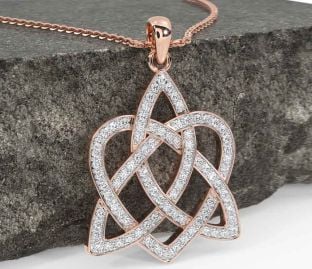 Diamond Rose Gold Celtic Knot Heart Necklace