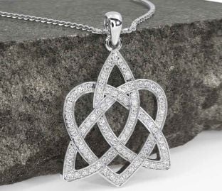 Diamond White Gold Celtic Knot Heart Necklace