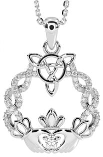 Diamante Plata céltico Claddagh Collar