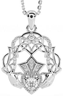 Diamant Zilver Keltisch Claddagh Halsketting