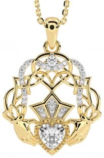 Diamond Gold Celtic Claddagh Necklace