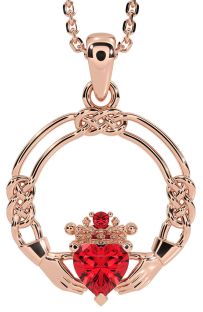 Ruby Rose Gold Celtic Claddagh Necklace