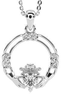 Diamant Zilver Keltisch Claddagh Halsketting