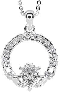 Diamante Argento celtico Claddagh Collana