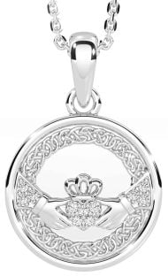 Diamant Zilver Keltisch Claddagh Halsketting