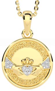 Diamond Gold Celtic Claddagh Necklace