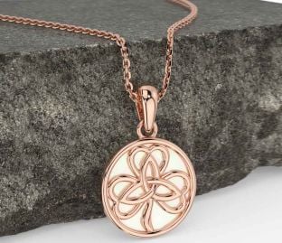 Rose Gold Shamrock Trinity Knot Pearl Necklace