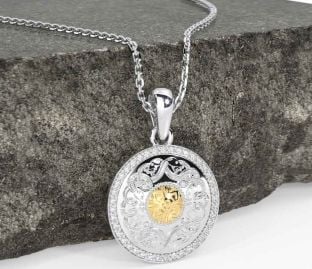 Diamond Gold Silver Celtic Warrior Necklace