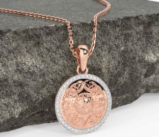 Diamond Rose Gold Silver Celtic Warrior Necklace