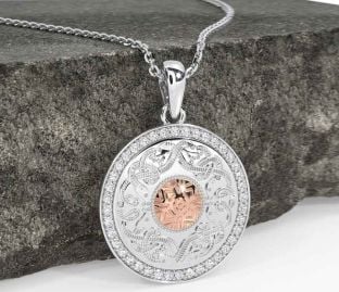 Diamond White Rose Gold Celtic Warrior Necklace